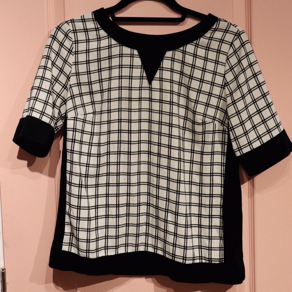 Black and white gingham blouse